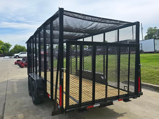 6.4x18 Leaf Cage Debris Trailer with 18HP Debris Loader for Leaf Clean Up Left Rear
