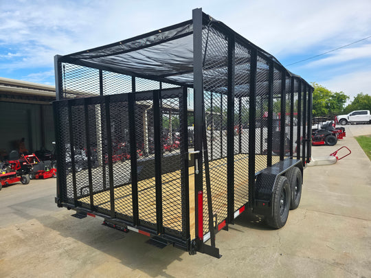 6.4x18 Leaf Cage Debris Trailer with 18HP Debris Loader for Leaf Clean Up Right Rear