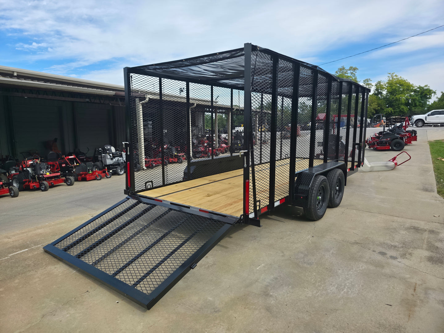 6.4x18 Leaf Cage Debris Trailer with 18HP Debris Loader for Leaf Clean Up Right Rear