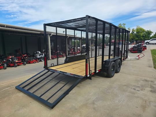 6.4x18 Leaf Cage Debris Trailer with 18HP Debris Loader for Leaf Clean Up Right Rear