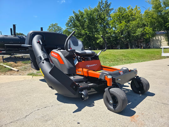 Husqvarna Z254F Special Edition Zero Turn Mower 23HP KAW with 591111401 Triple Bagger Front Left