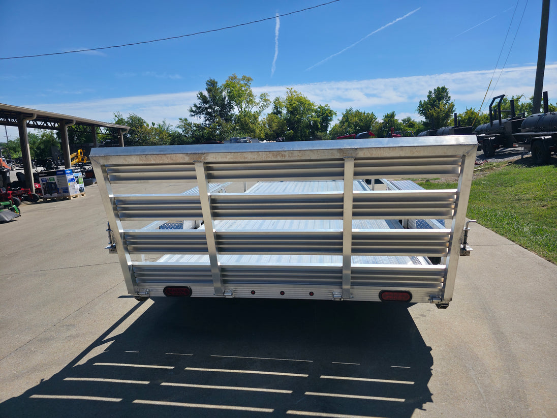 Used 6.4' x 16' All Aluminum Utility Trailer Dual Axle Straight Deck 7K GVWR Rear