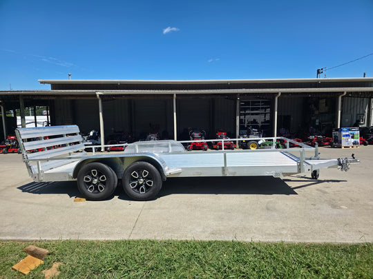 Used 6.4' x 16' All Aluminum Utility Trailer Dual Axle Straight Deck 7K GVWR Right Side
