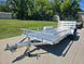 Used 6.4' x 16' All Aluminum Utility Trailer Dual Axle Straight Deck 7K GVWR Front Left