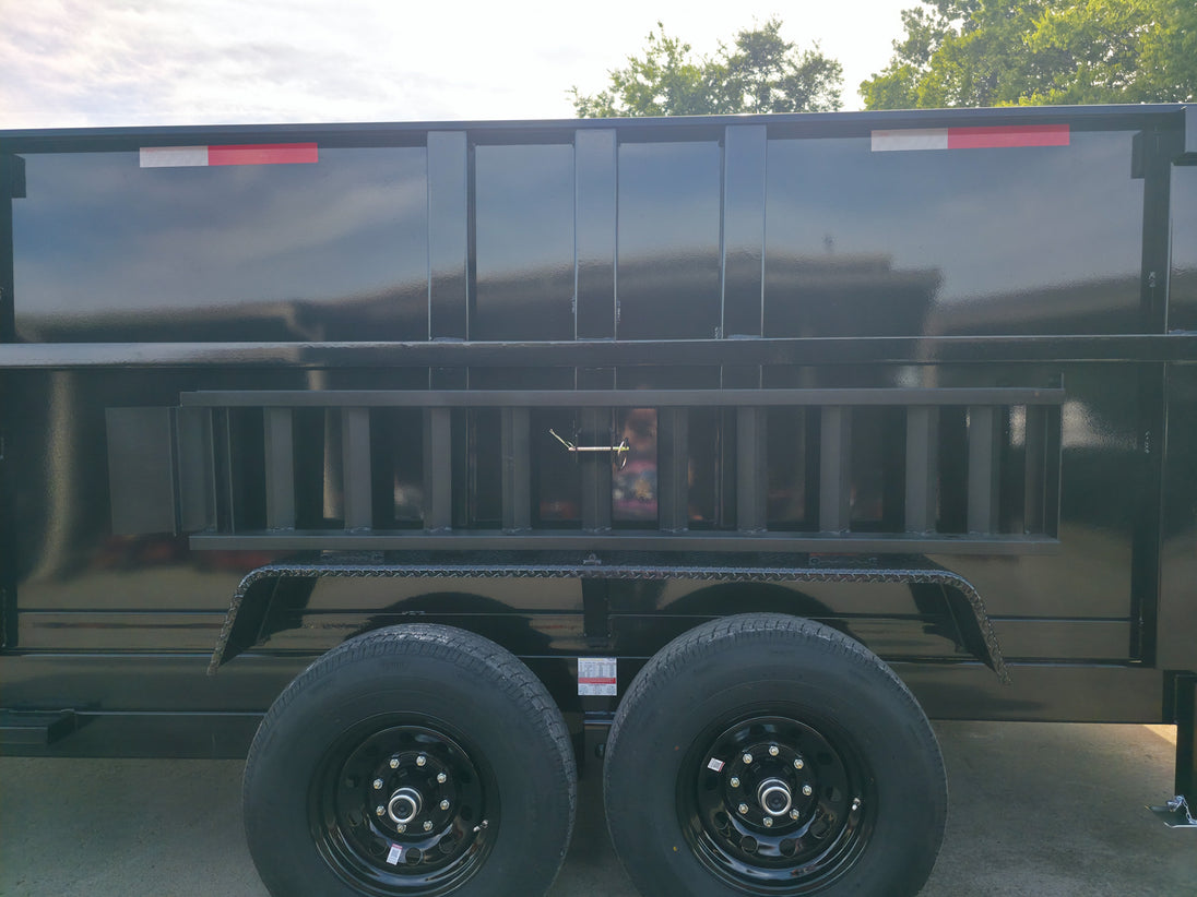 7x16 Telescopic Dump Trailer with 4ft Sides (2) 7K Axles W/ Hydraulic Jack Left Side Ramp