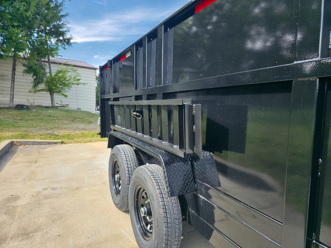 7x16 Telescopic Dump Trailer with 4ft Sides (2) 7K Axles W/ Hydraulic Jack Right Side Ramp