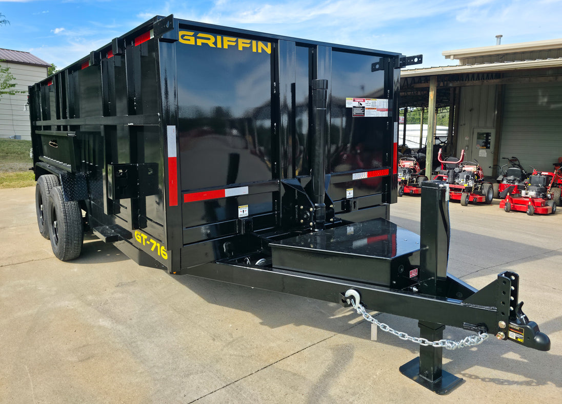 7x16 Telescopic Dump Trailer with 4ft Sides (2) 7K Axles W/ Hydraulic Jack Front Right