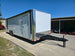8.5x28 Flat Nose White Enclosed Trailer Roll Out Awning with AC Unit (2) 5,200LB Axles Front Right Side