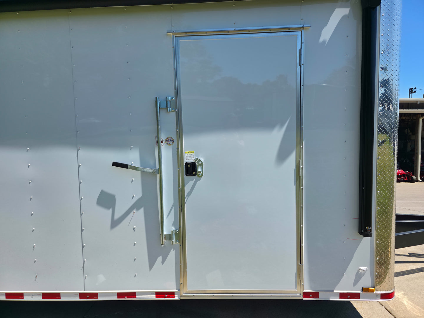 8.5x28 Flat Nose White Enclosed Trailer Roll Out Awning with AC Unit (2) 5,200LB Axles Side Door