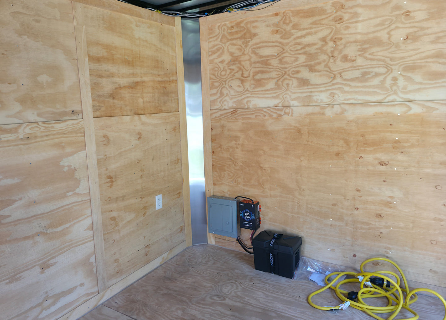 8.5x28 Flat Nose White Enclosed Trailer Roll Out Awning with AC Unit (2) 5,200LB Axles Electric Package 