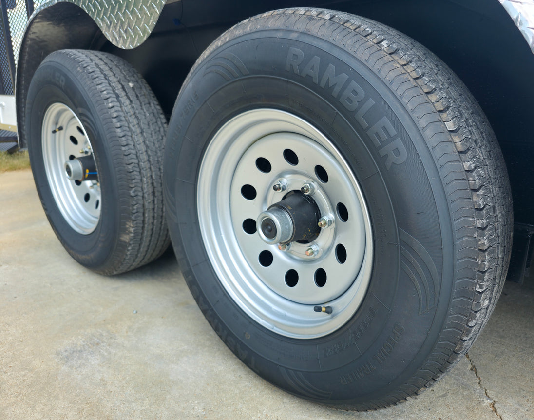 7x18 Hybrid Enclosed White with Alum Trim and Open Deck (2) 5200LB Axles Tires