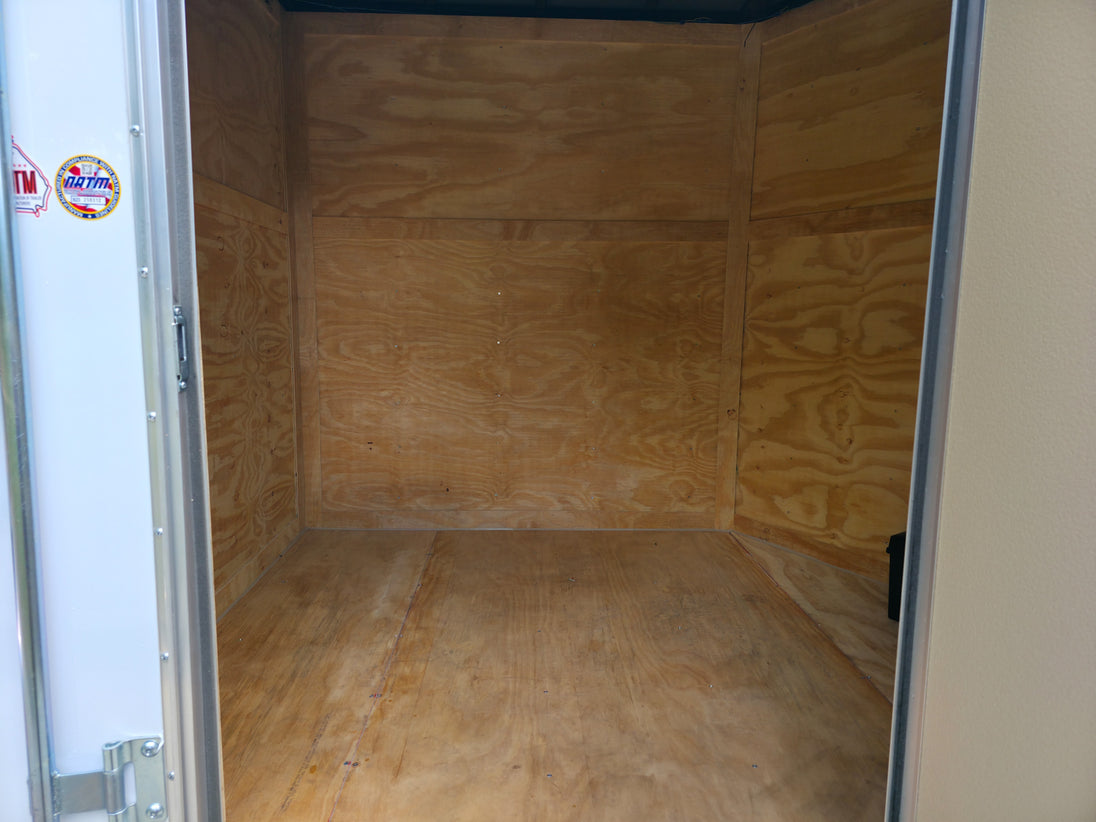 7x18 Hybrid Enclosed White with Alum Trim and Open Deck (2) 5200LB Axles Inside Enclosed