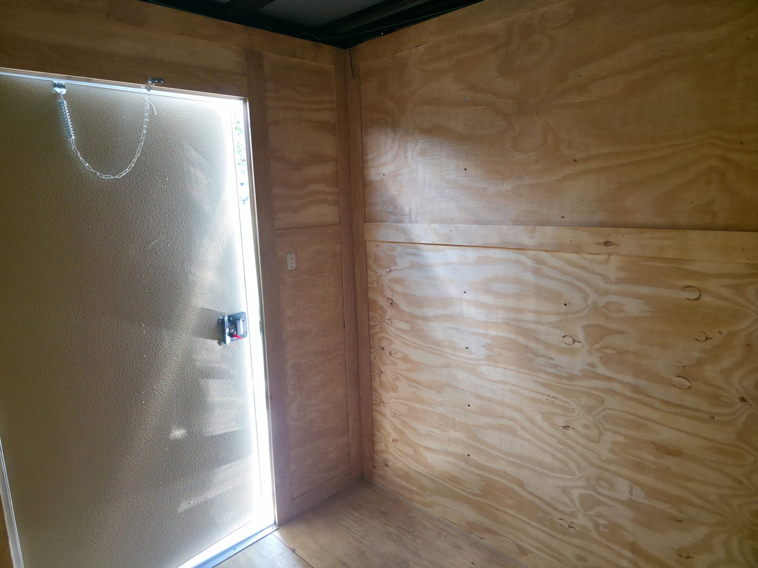 7x18 Hybrid Enclosed White with Alum Trim and Open Deck (2) 5200LB Axles Inside Enclosed Door 