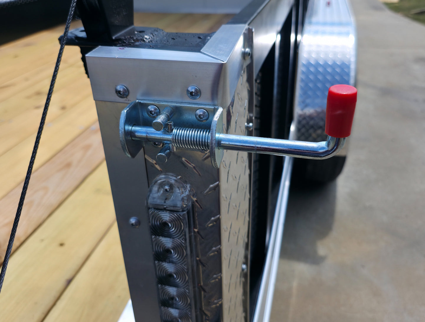 7x18 Hybrid Enclosed White with Alum Trim and Open Deck (2) 5200LB Axles Gate Latch