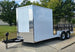 7x18 Hybrid Enclosed White with Alum Trim and Open Deck (2) 5200LB Axles Front Left
