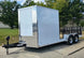 7x18 Hybrid Enclosed White with Alum Trim and Open Deck (2) 5200LB Axles Front Left