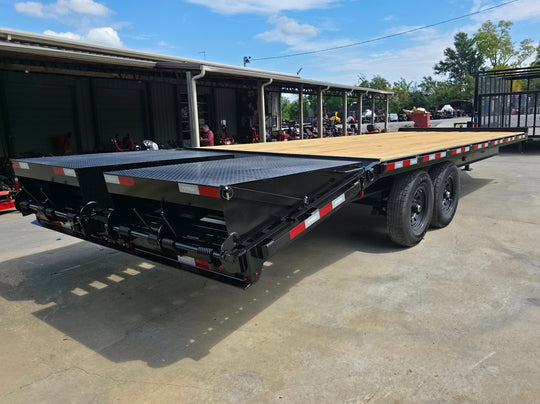 8.5x25 IBeam Deckover Trailer DoveTail (2) 7K Axles King Kong Ramps 14k GVWR - SLE Equipment - 7