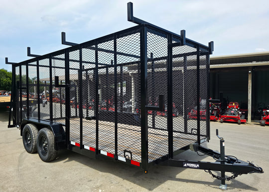 7x16 Debris Junk Trash Leaf Removal Trailer 6ft Mesh Sides and Ladder Racks 7k GVWR - SLE Equipment - 1