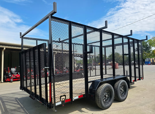 7x16 Debris Junk Trash Leaf Removal Trailer 6ft Mesh Sides and Ladder Racks 7k GVWR - SLE Equipment - 5