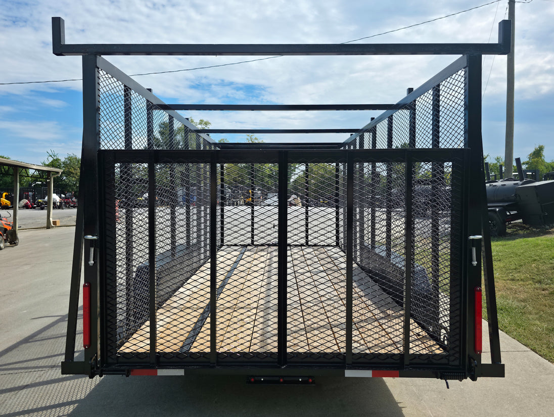 7x16 Debris Junk Trash Leaf Removal Trailer 6ft Mesh Sides and Ladder Racks 7k GVWR - SLE Equipment - 6