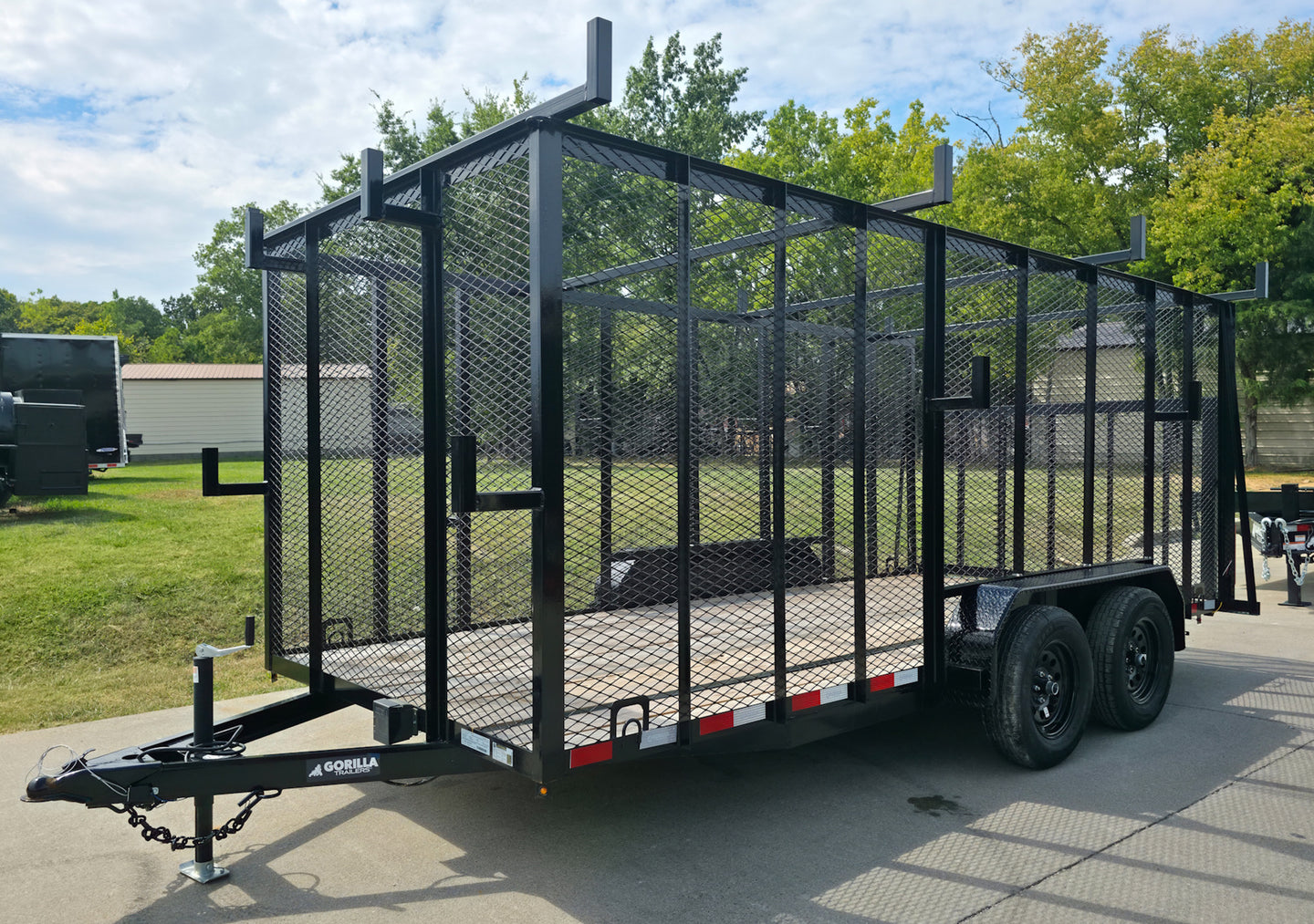 7x16 Debris Junk Trash Leaf Removal Trailer 6ft Mesh Sides and Ladder Racks 7k GVWR - SLE Equipment - 2
