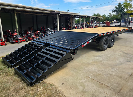 8.5x25 IBeam Deckover Trailer DoveTail (2) 7K Axles King Kong Ramps 14k GVWR - SLE Equipment - 21