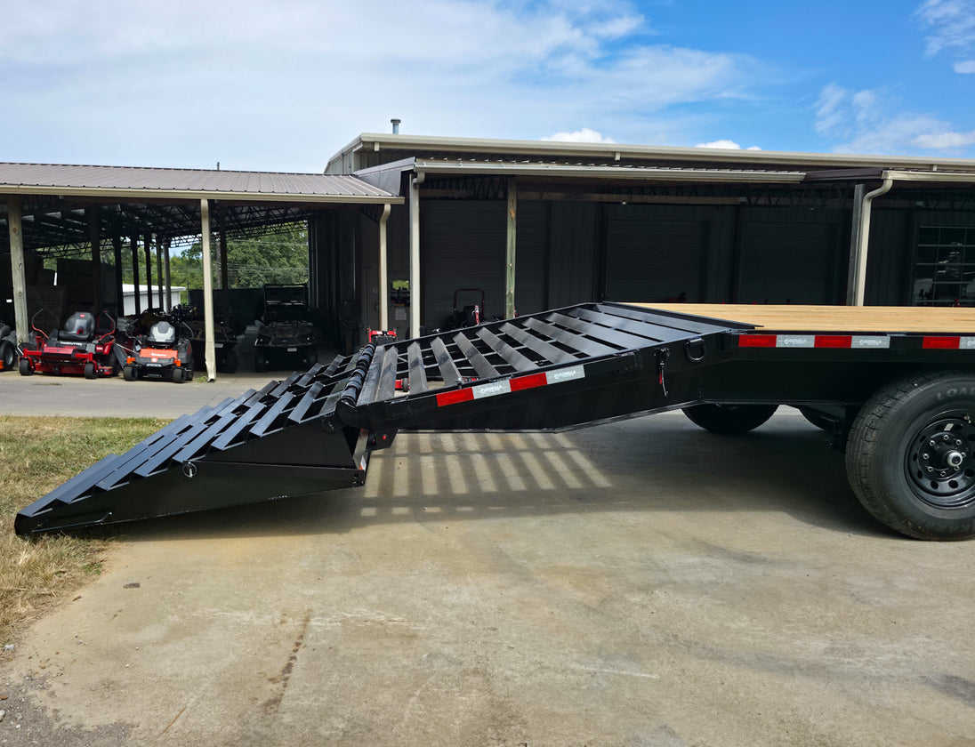 8.5x25 IBeam Deckover Trailer DoveTail (2) 7K Axles King Kong Ramps 14k GVWR - SLE Equipment - 22