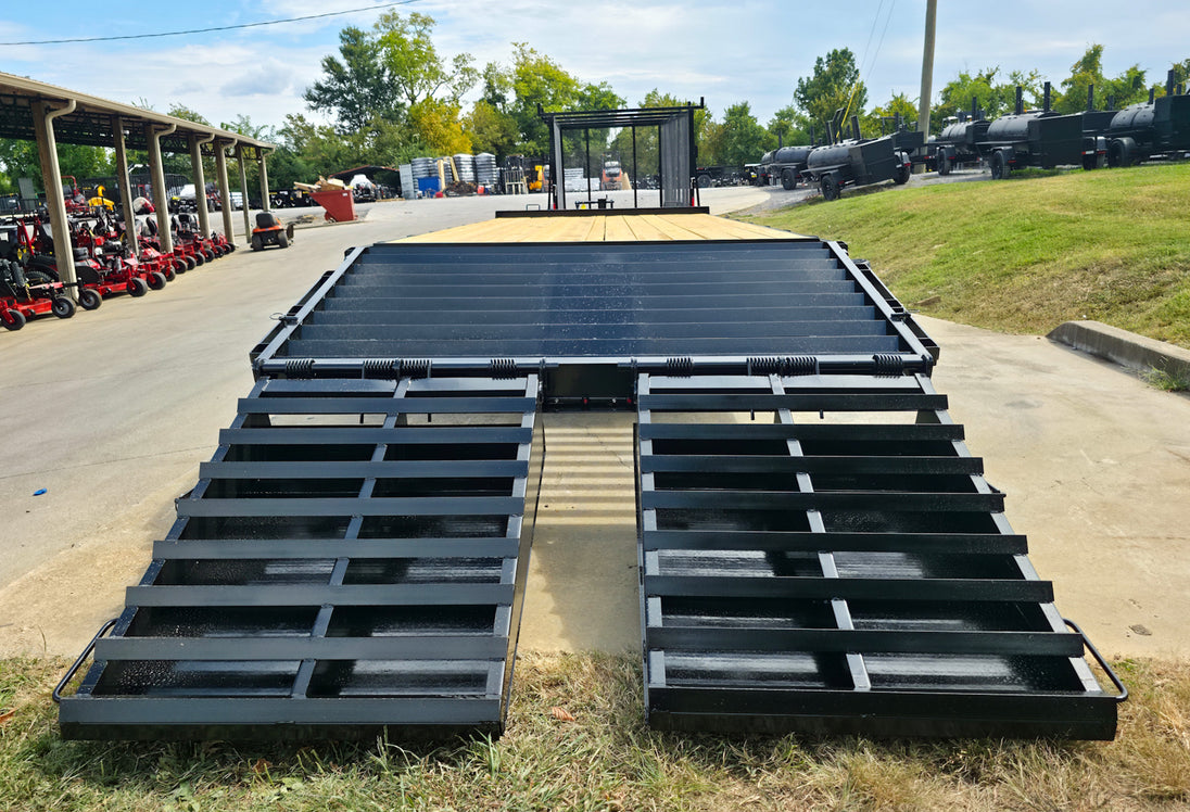 8.5x25 IBeam Deckover Trailer DoveTail (2) 7K Axles King Kong Ramps 14k GVWR - SLE Equipment - 20