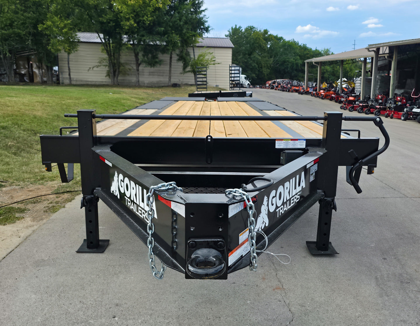 8.5x25 IBeam Deckover Dovetail Trailer (2) 10K Axles King Kong Ramps 20K GVWR Front