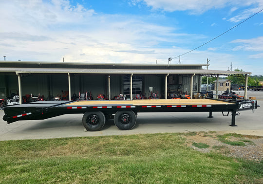 8.5x25 IBeam Deckover Dovetail Trailer (2) 10K Axles King Kong Ramps 20K GVWR Right Side