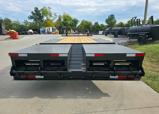 8.5x25 IBeam Deckover Dovetail Trailer (2) 10K Axles King Kong Ramps 20K GVWR Rear