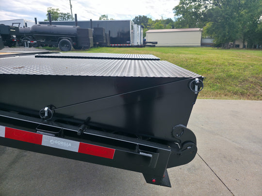 8.5x25 IBeam Deckover Dovetail Trailer (2) 10K Axles King Kong Ramps 20K GVWR Ramp Arm/Pin Lock