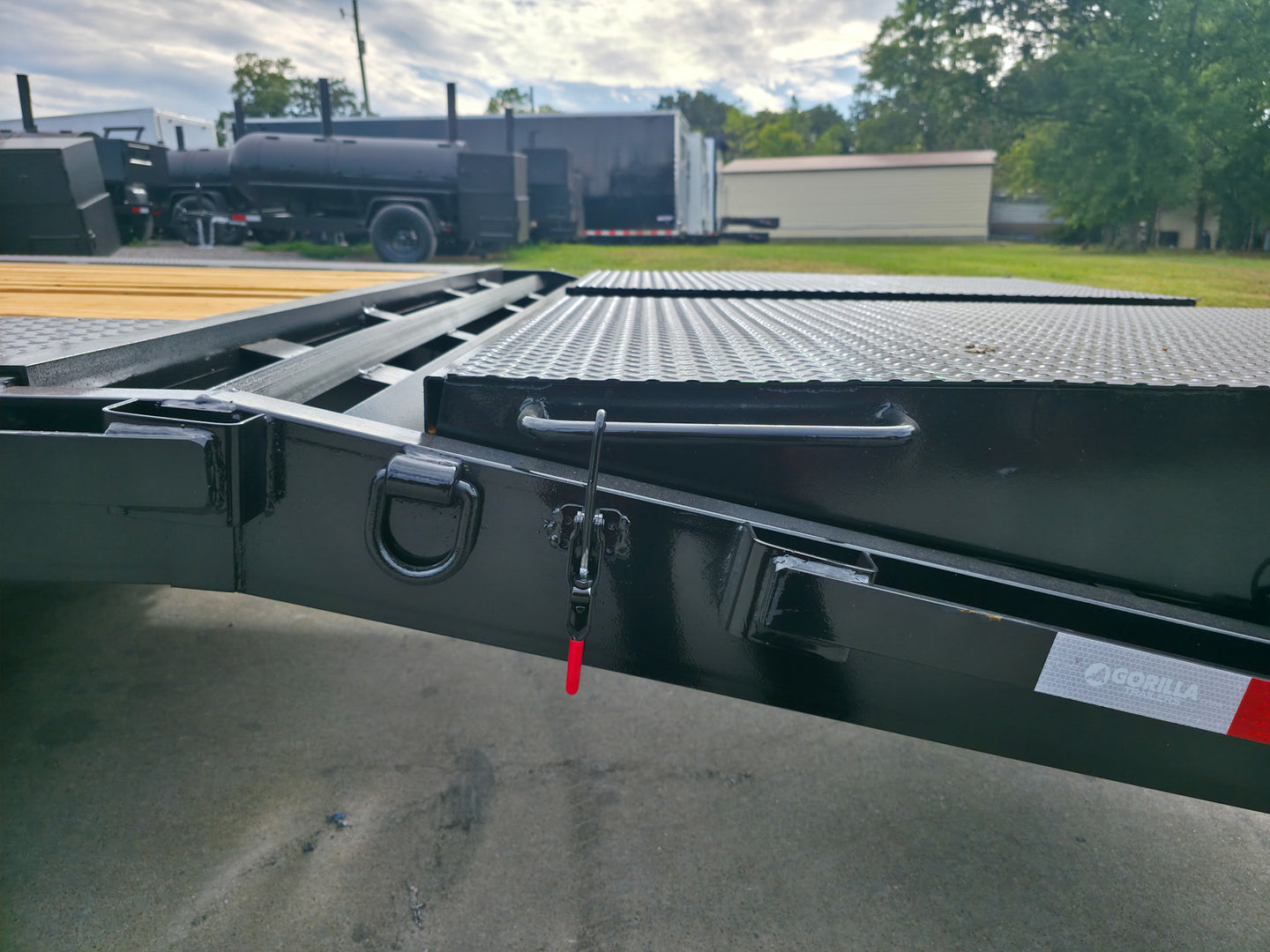 8.5x25 IBeam Deckover Dovetail Trailer (2) 10K Axles King Kong Ramps 20K GVWR Hook Flip Lock