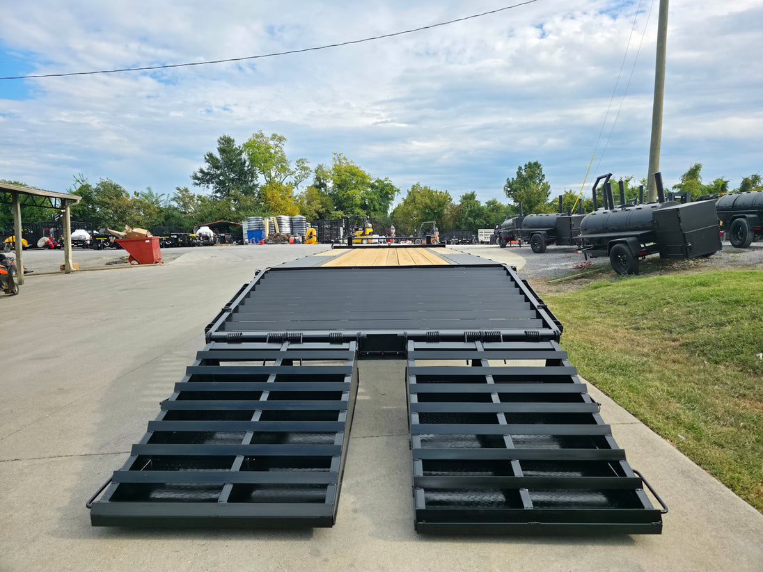 8.5x25 IBeam Deckover Dovetail Trailer (2) 10K Axles King Kong Ramps 20K GVWR Rear