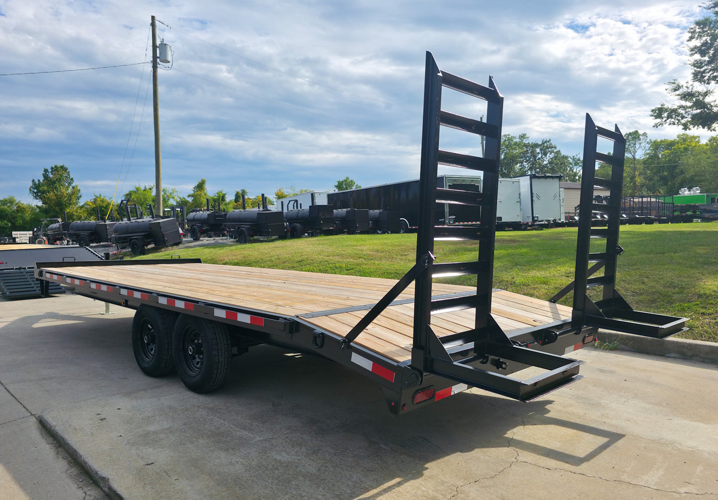 8.5x22 Deckover I - Beam Trailer (2) 5,200lb Axles Stand - Up Ramps 10K GVWR - SLE Equipment - 6