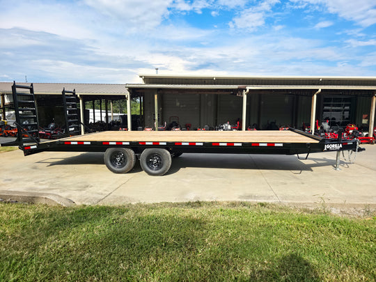 8.5x22 Deckover I - Beam Trailer (2) 5,200lb Axles Stand - Up Ramps 10K GVWR - SLE Equipment - 5