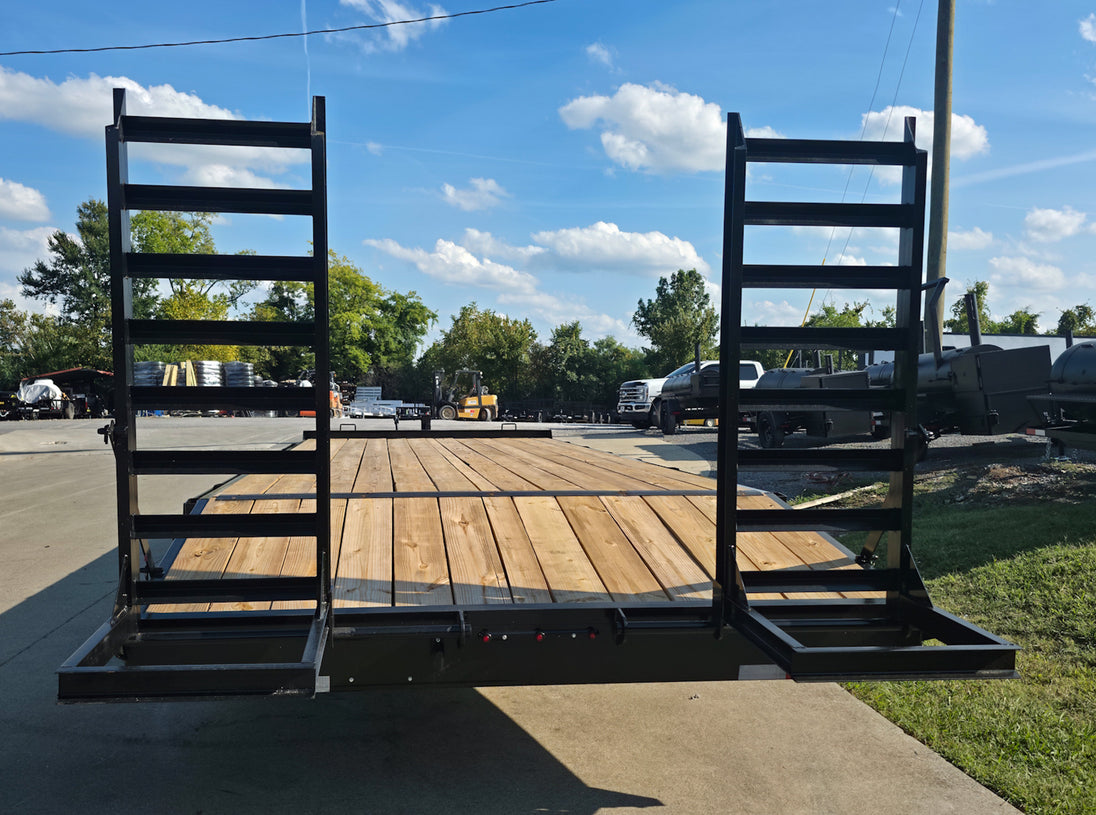 8.5x22 I - Beam Deckover Trailer (2) 7K Axles Stand - Up Ramps 14k GVWR - SLE Equipment - 9