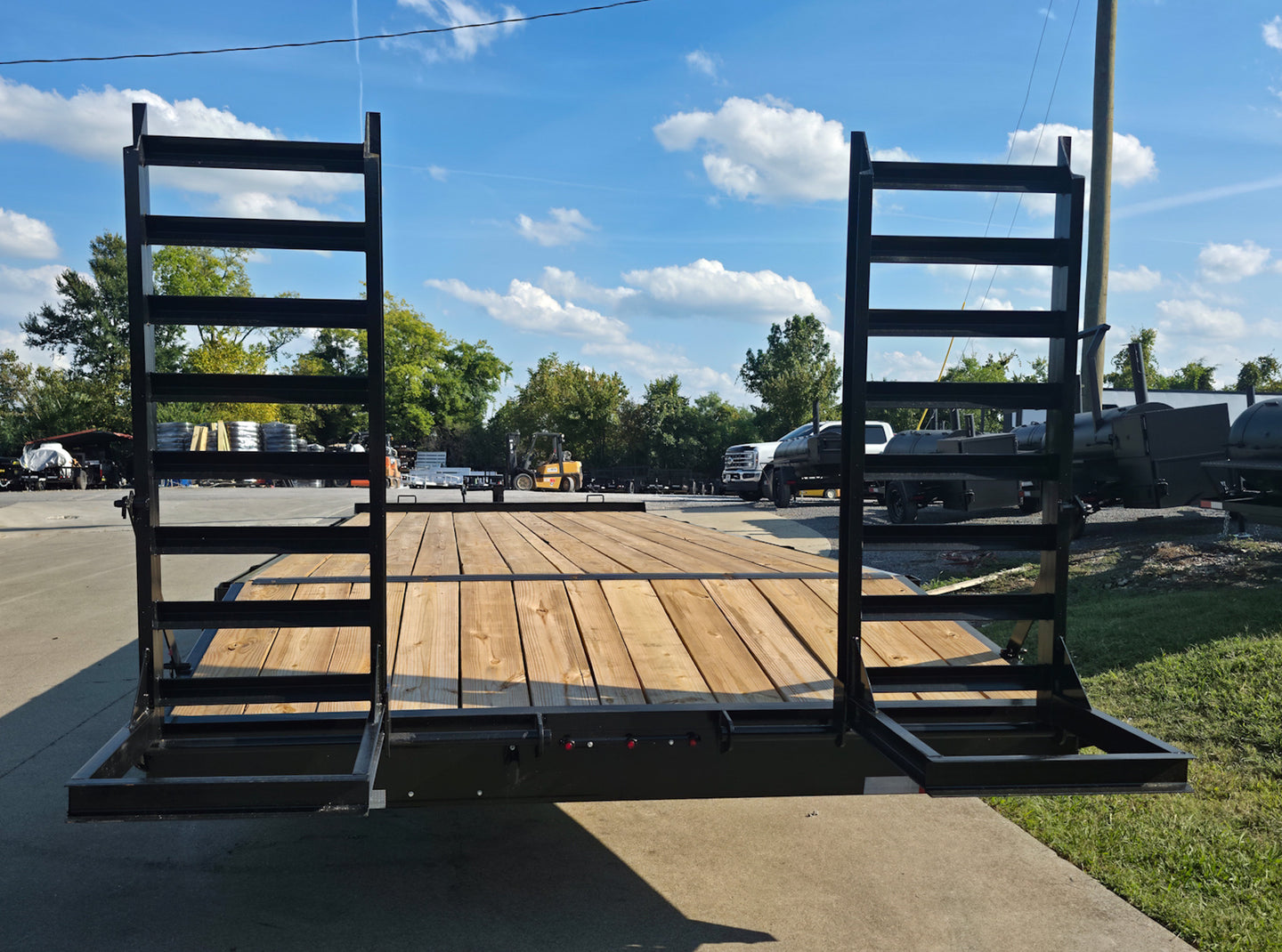 8.5x22 I - Beam Deckover Trailer (2) 7K Axles Stand - Up Ramps 14k GVWR - SLE Equipment - 9