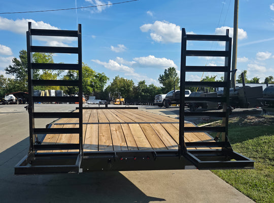 8.5x22 I - Beam Deckover Trailer (2) 7K Axles Stand - Up Ramps 14k GVWR - SLE Equipment - 9