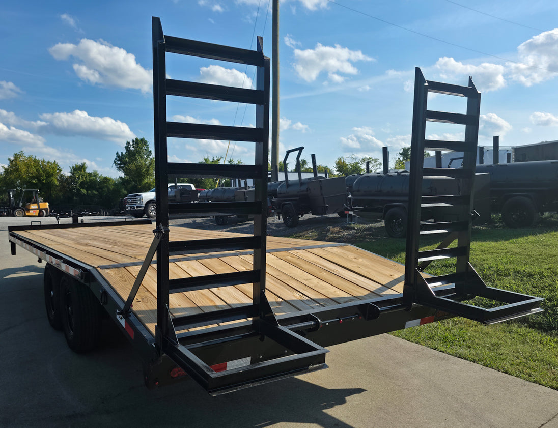 8.5x22 I - Beam Deckover Trailer (2) 7K Axles Stand - Up Ramps 14k GVWR - SLE Equipment - 10
