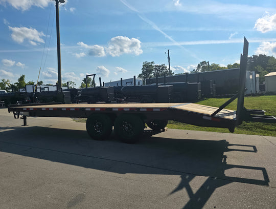 8.5x22 I - Beam Deckover Trailer (2) 7K Axles Stand - Up Ramps 14k GVWR - SLE Equipment - 5