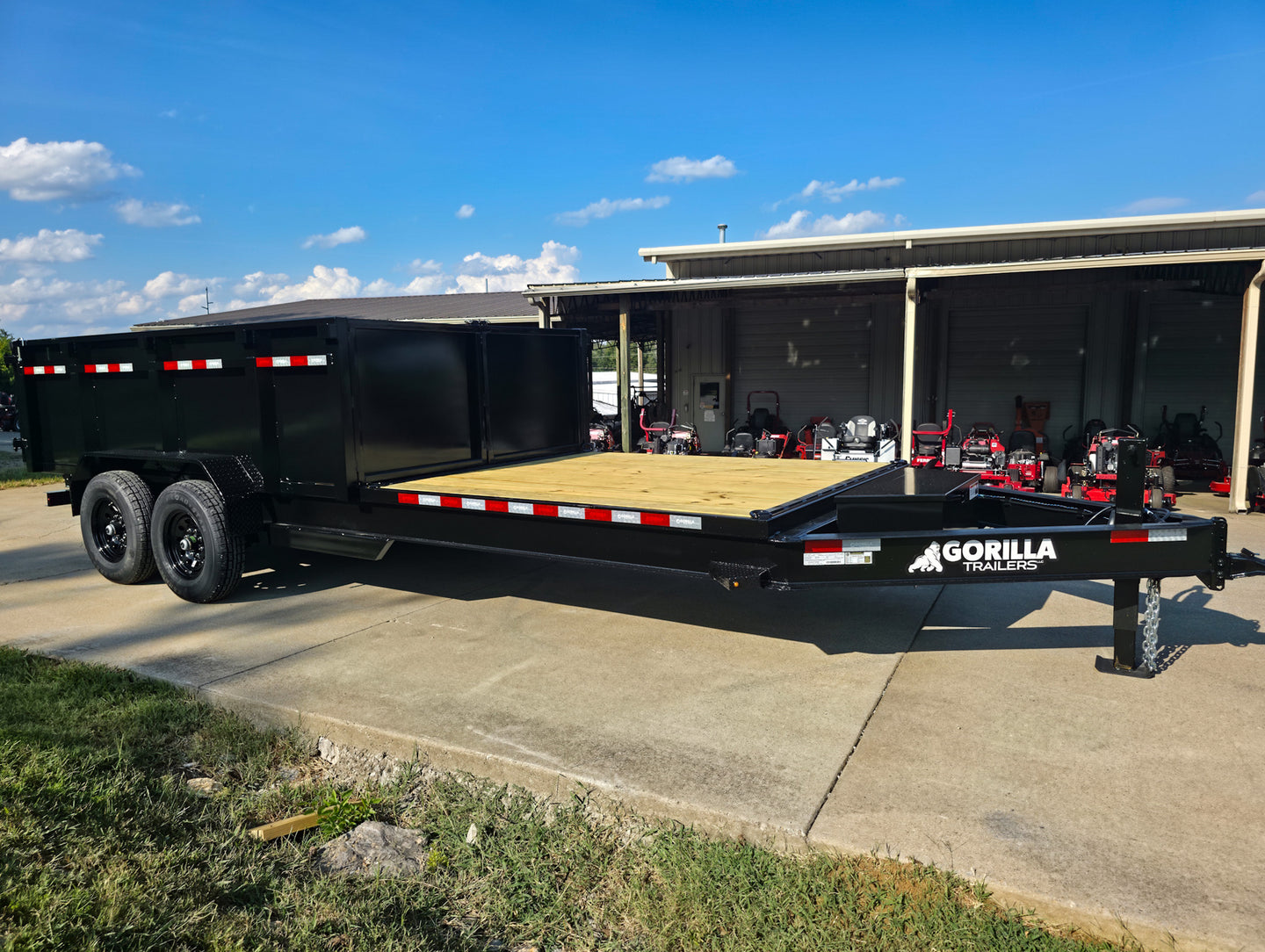 7x20 Hybrid Dump Utility Trailer with 3ft Sides Open Deck Equipment (2) 7K Axles Front Right 