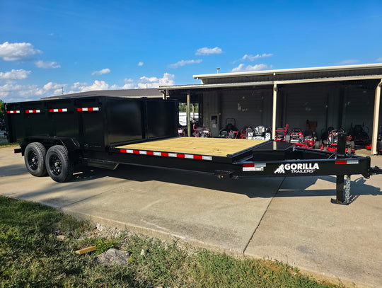 7x20 Hybrid Dump Utility Trailer with 3ft Sides Open Deck Equipment (2) 7K Axles Front Right 