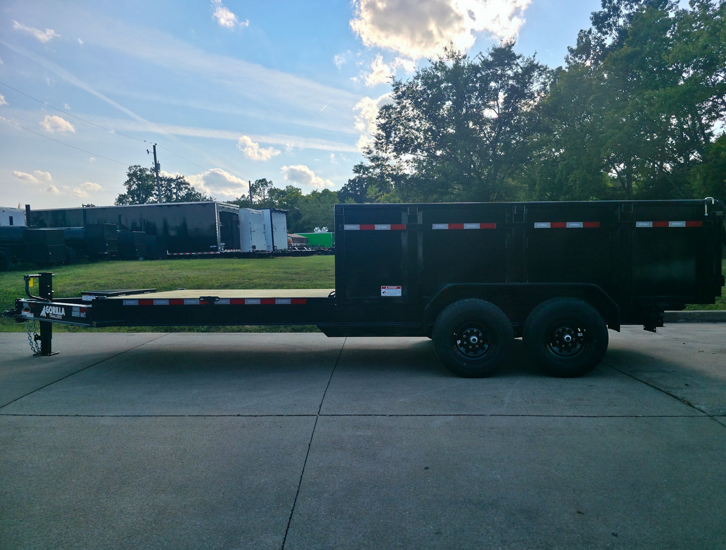 7x20 Hybrid Dump Utility Trailer with 3ft Sides Open Deck Equipment (2) 7K Axles Front Left Side