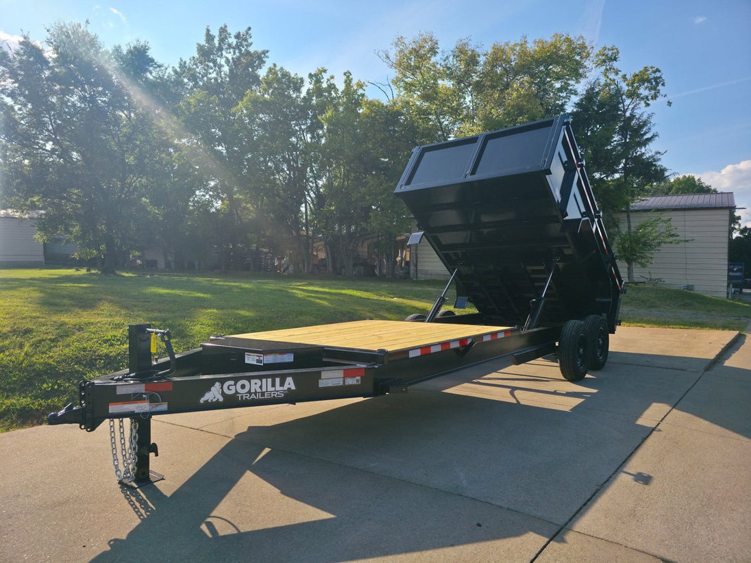 7x20 Hybrid Dump Utility Trailer with 3ft Sides Open Deck Equipment (2) 7K Axles Front Left 