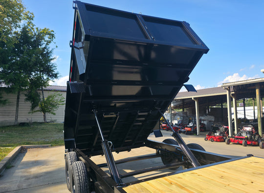 7x20 Hybrid Dump Utility Trailer with 3ft Sides Open Deck Equipment (2) 7K Axles Front Lifted Tele