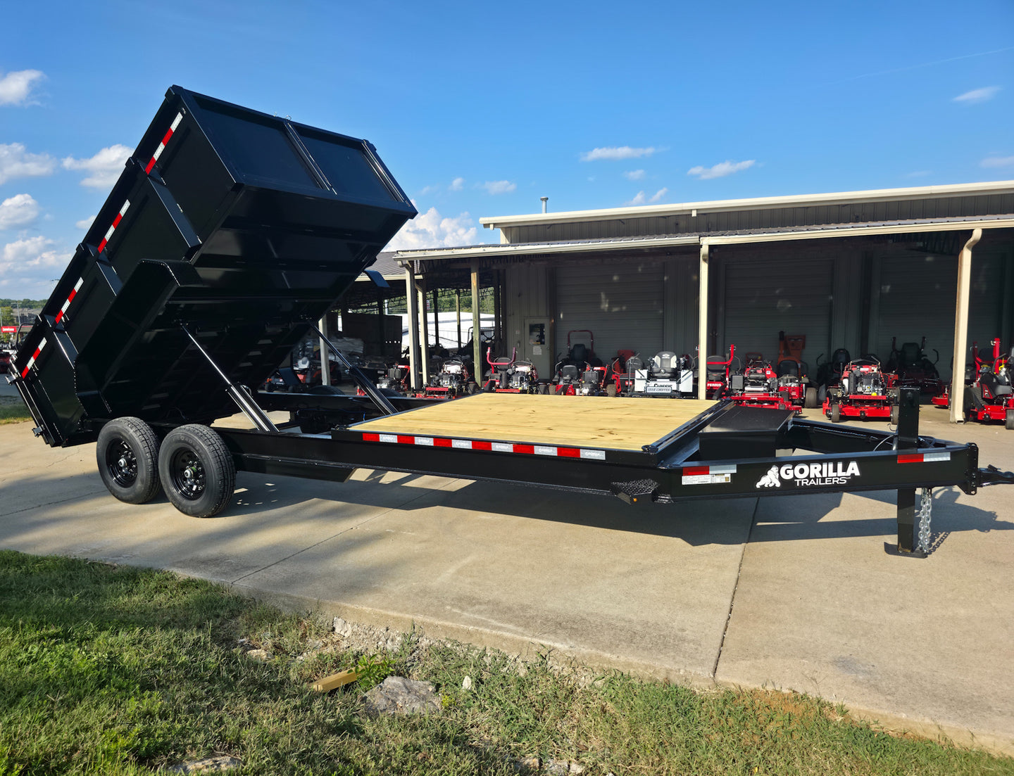 7x20 Hybrid Dump Utility Trailer with 3ft Sides Open Deck Equipment (2) 7K Axles Front Right Lifted Tele