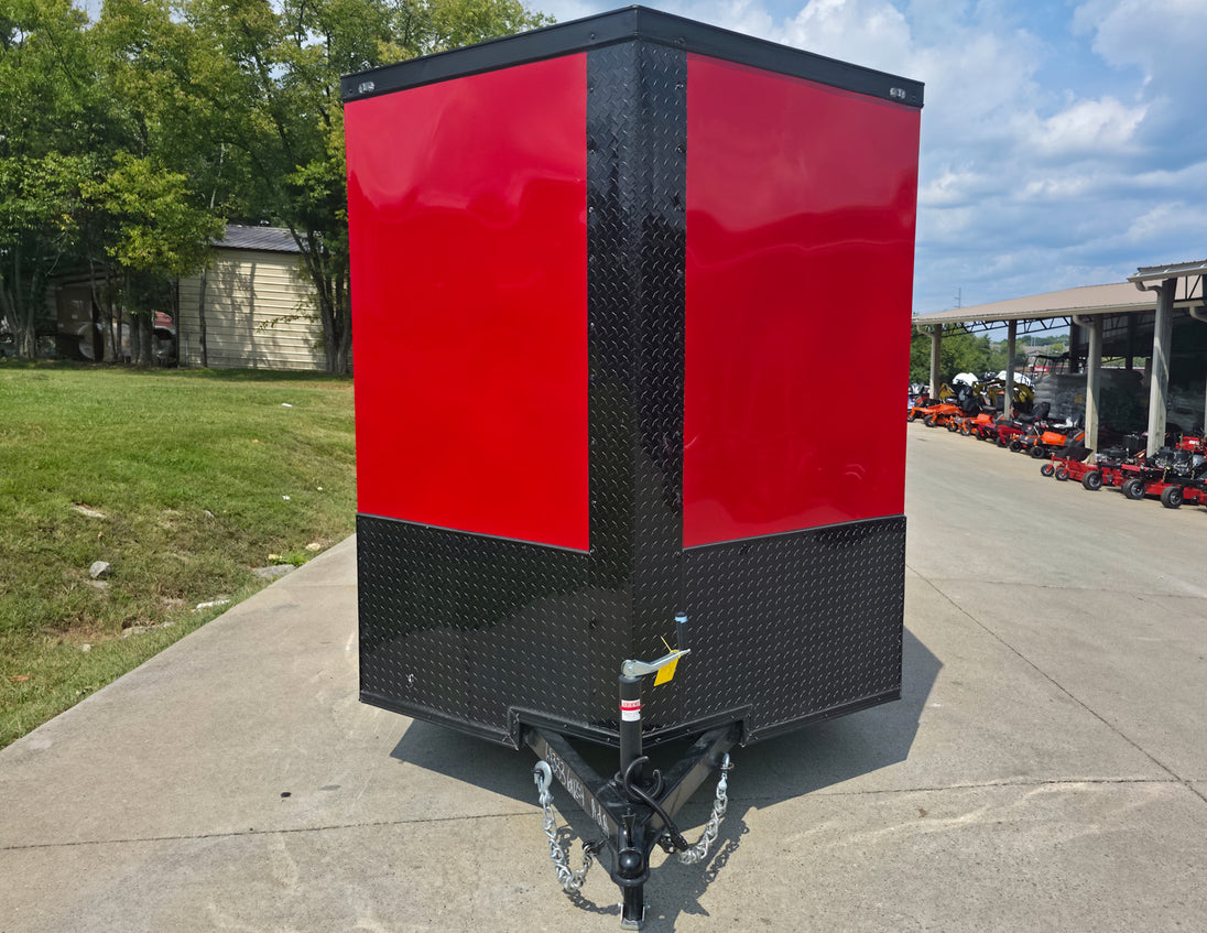 6x12 Enclosed Trailer Red V - Nose Blackout Package 3,500lb Axle Storage - SLE Equipment - 2