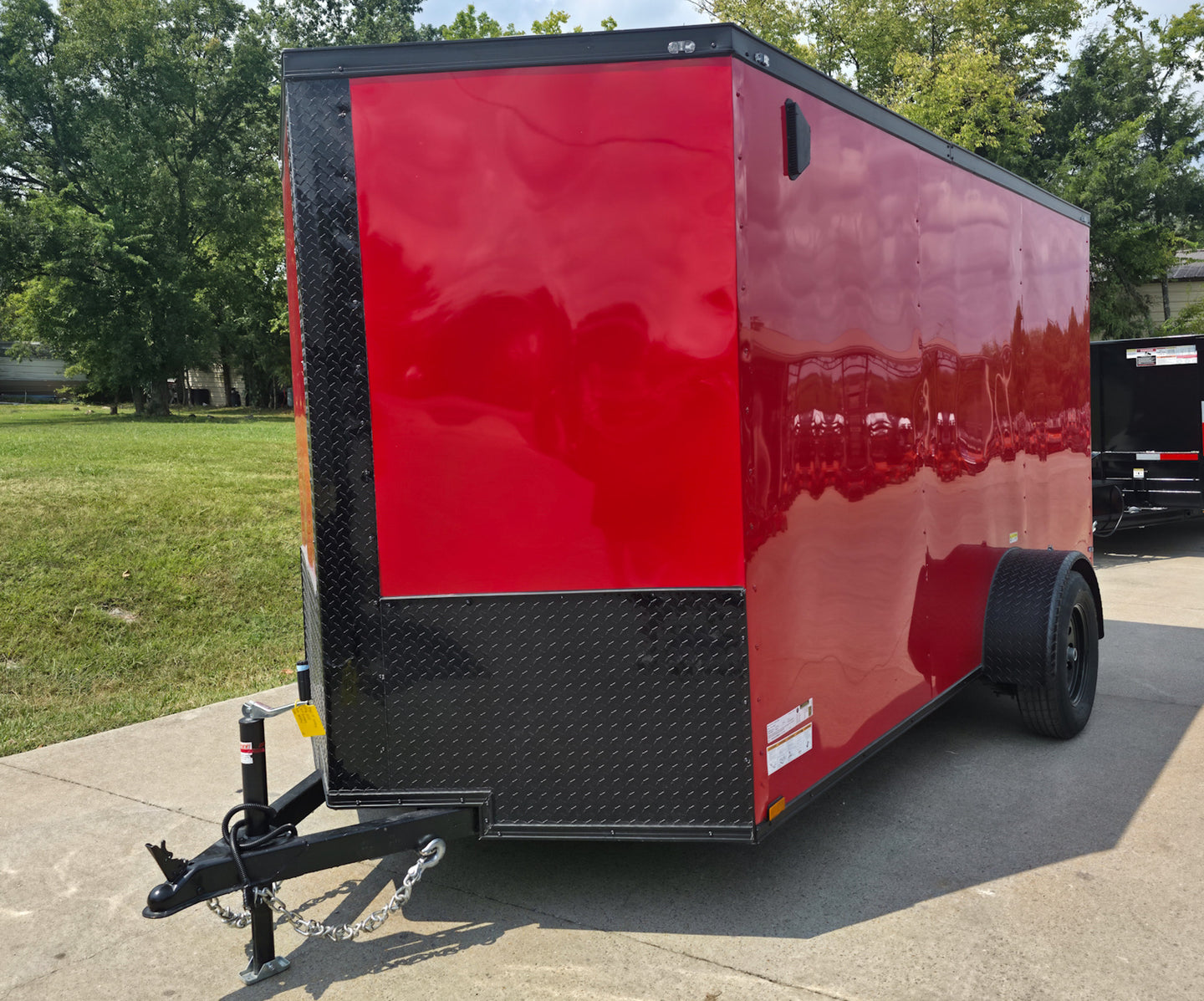 6x12 Enclosed Trailer Red V - Nose Blackout Package 3,500lb Axle Storage - SLE Equipment - 1