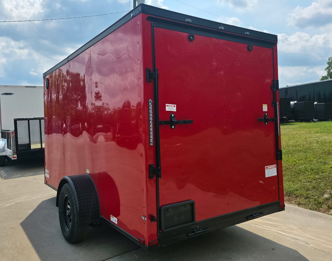 6x12 Enclosed Trailer Red V - Nose Blackout Package 3,500lb Axle Storage - SLE Equipment - 8